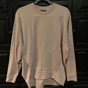 Oversized Front Pouch Pocket Sweatshirt Light Rose Pink